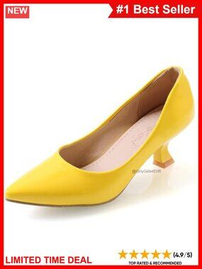 Patent Leather Kitten Heel Pointed Toe Pumps Slip On Work Shoes